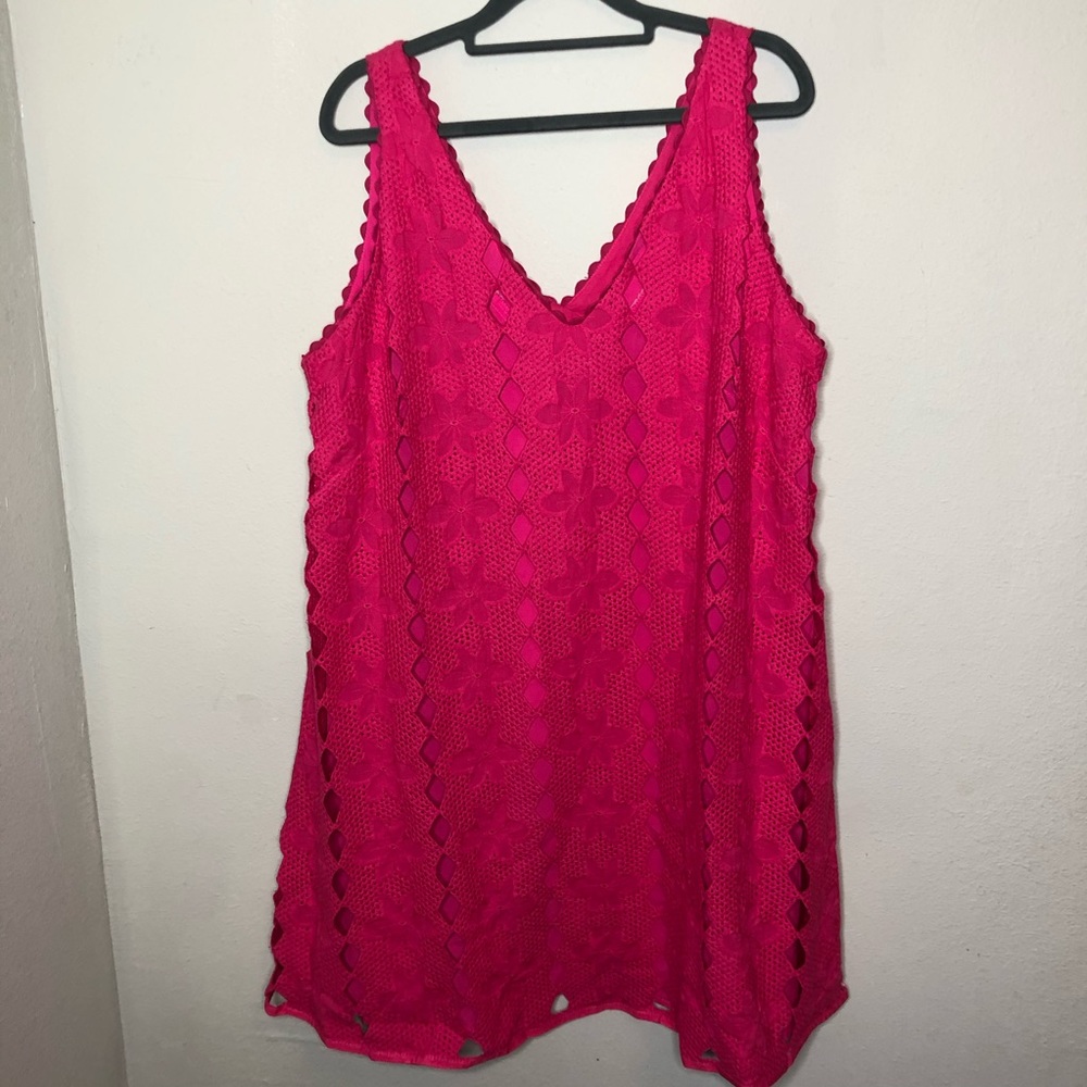 Nanette Lepore Pink Embroidered Shift Dress Large